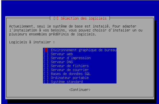 Screenshot mode d'installation Debian